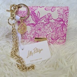 NWT Lilly Pulitzer Card Case/Wallet With Gold Chain Strap